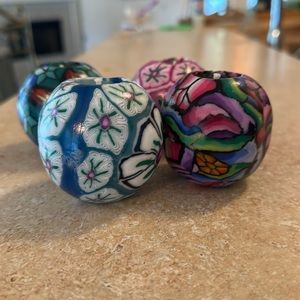 Vintage circa 1990’s lot of 4 Glowing Boho Candles